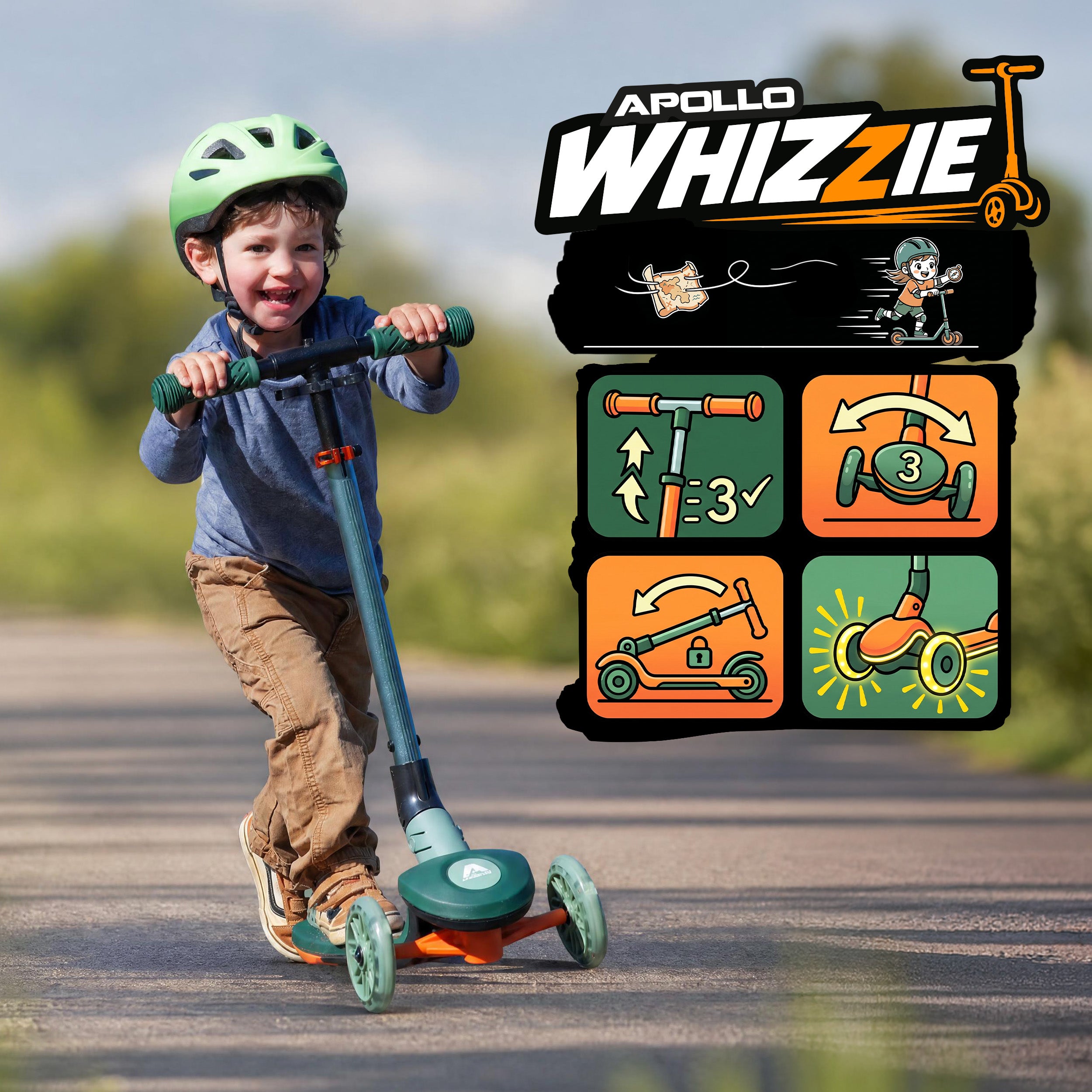 Apollo Funsport Nederland Apollo Whizzie LED kinderstep, opvouwbare kinderstep Croco