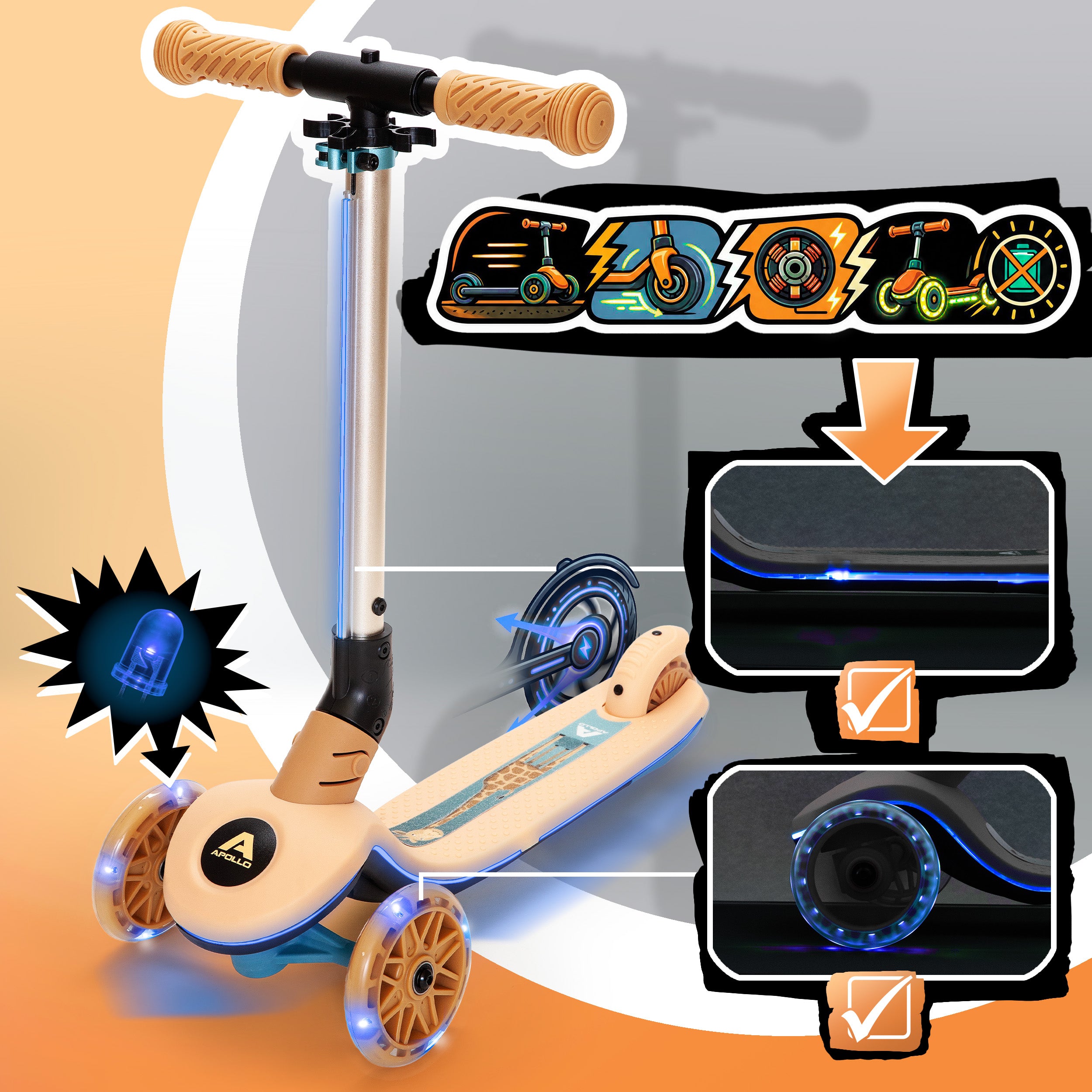 Apollo Funsport Nederland Apollo Whizzie LED kinderstep, opvouwbare kinderstep Giraf