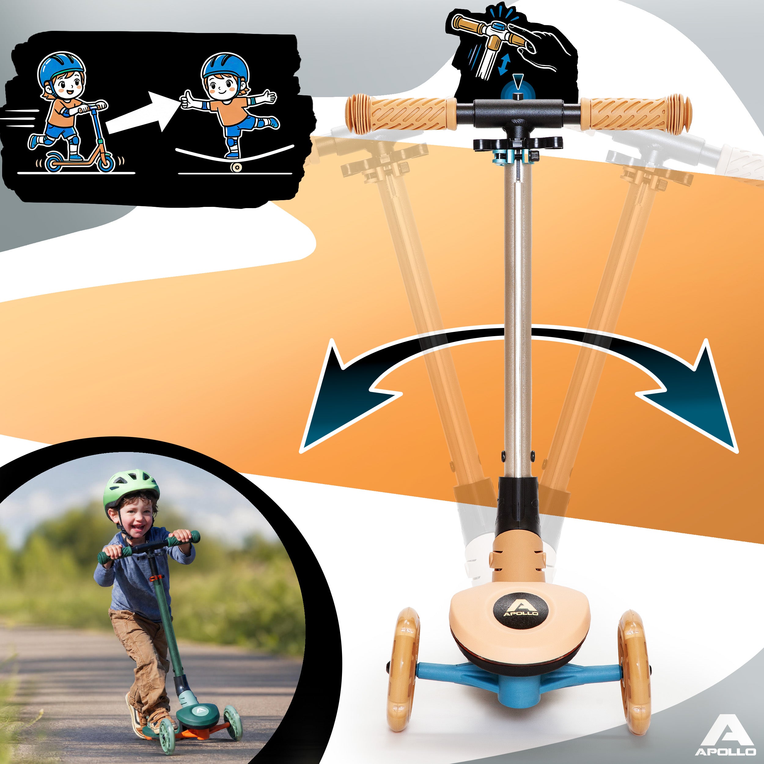 Apollo Funsport Nederland Apollo Whizzie LED kinderstep, opvouwbare kinderstep Giraf