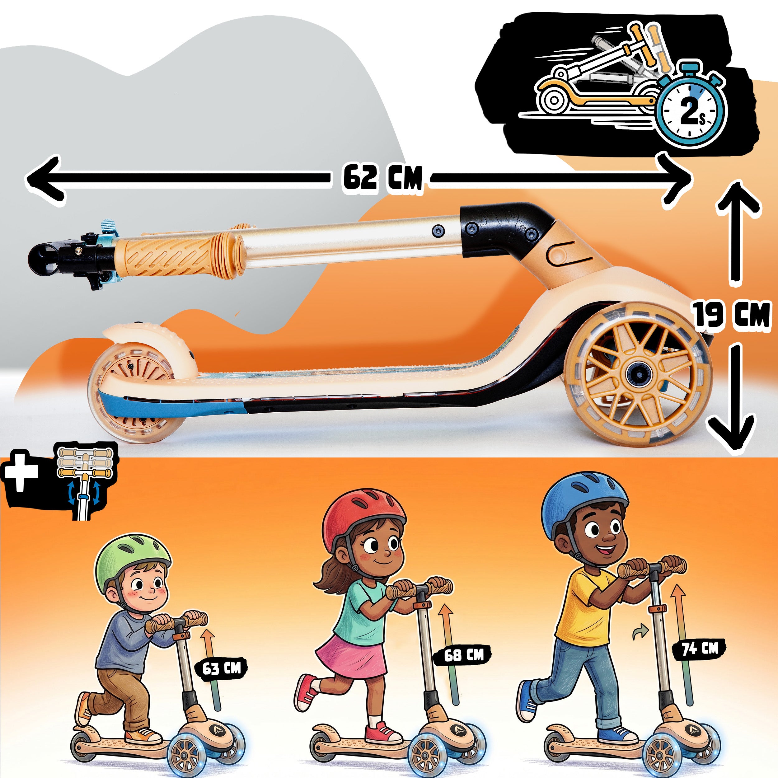 Apollo Funsport Nederland Apollo Whizzie LED kinderstep, opvouwbare kinderstep Giraf