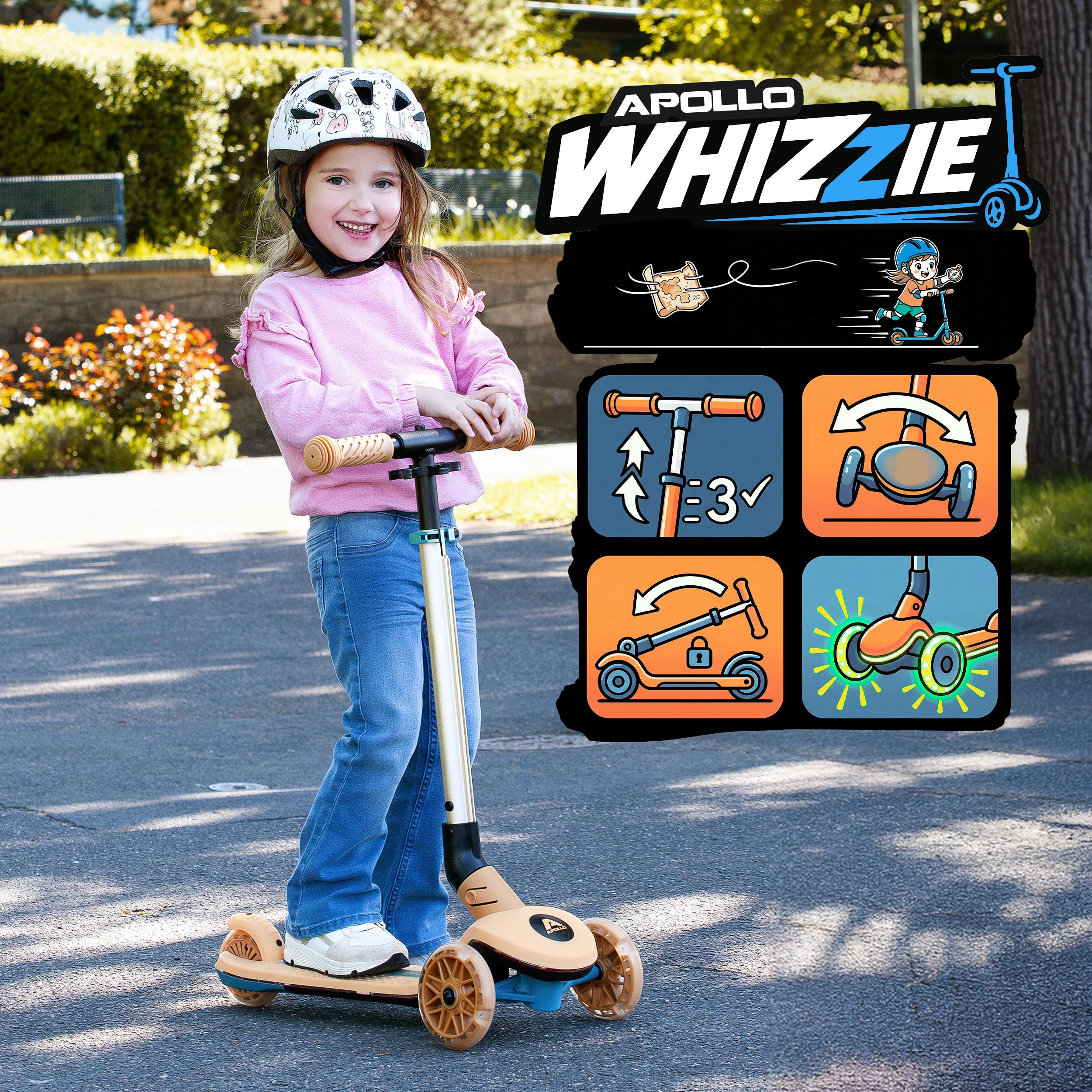 Apollo Funsport Nederland Apollo Whizzie LED kinderstep, opvouwbare kinderstep Giraf
