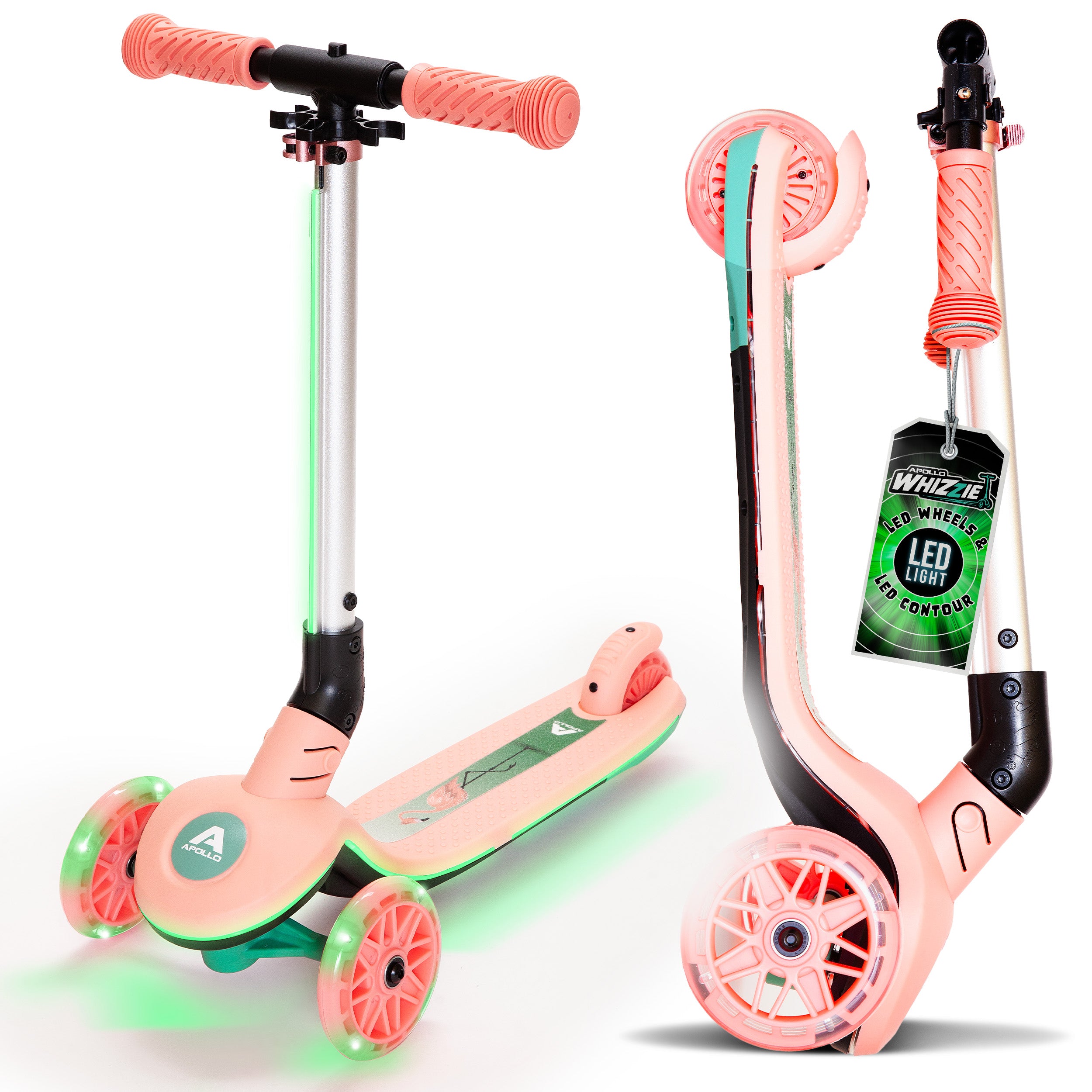 Apollo Funsport Nederland Apollo Whizzie LED kinderstep, opvouwbare kinderstep Flamingo