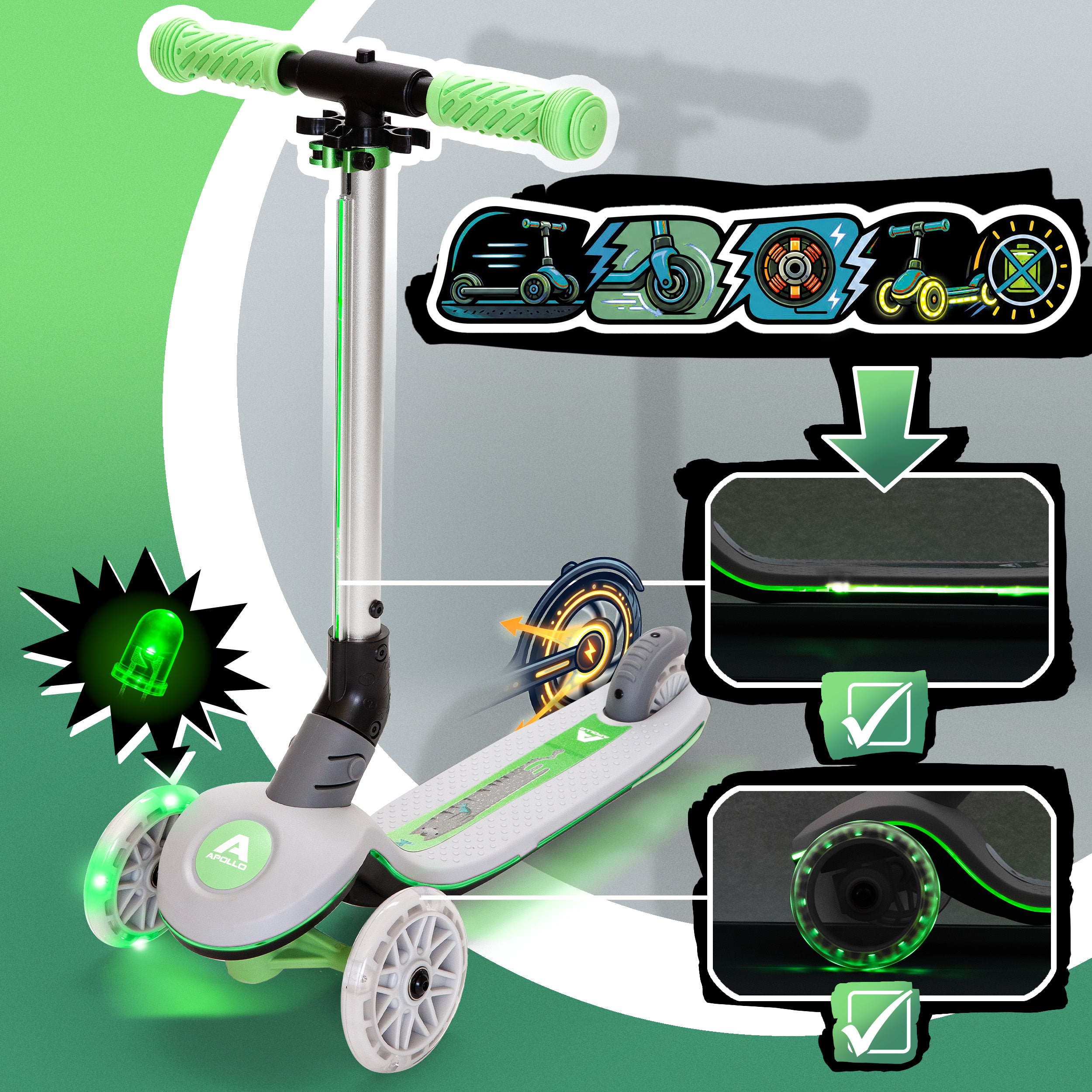 Apollo Funsport Nederland Apollo Whizzie LED kinderstep, opvouwbare kinderstep Kat