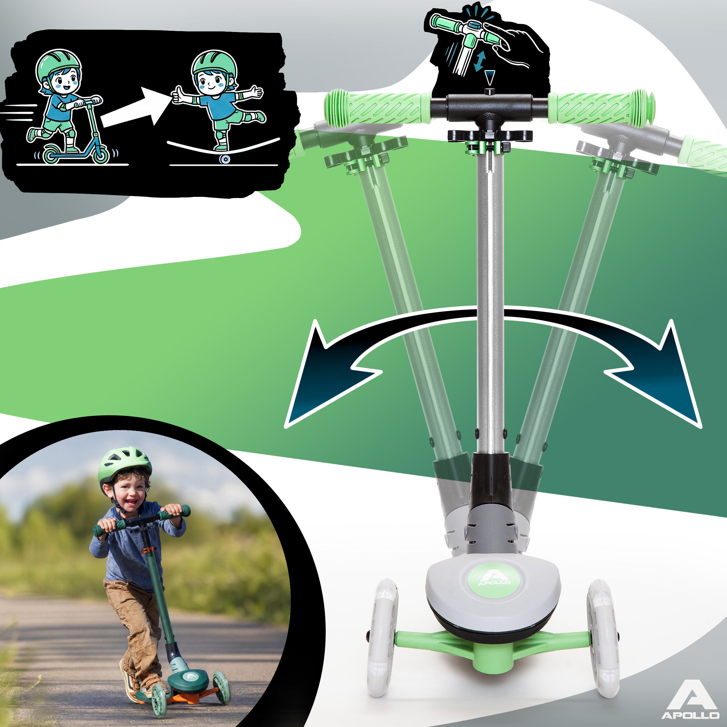 Apollo Funsport Nederland Apollo Whizzie LED kinderstep, opvouwbare kinderstep Kat