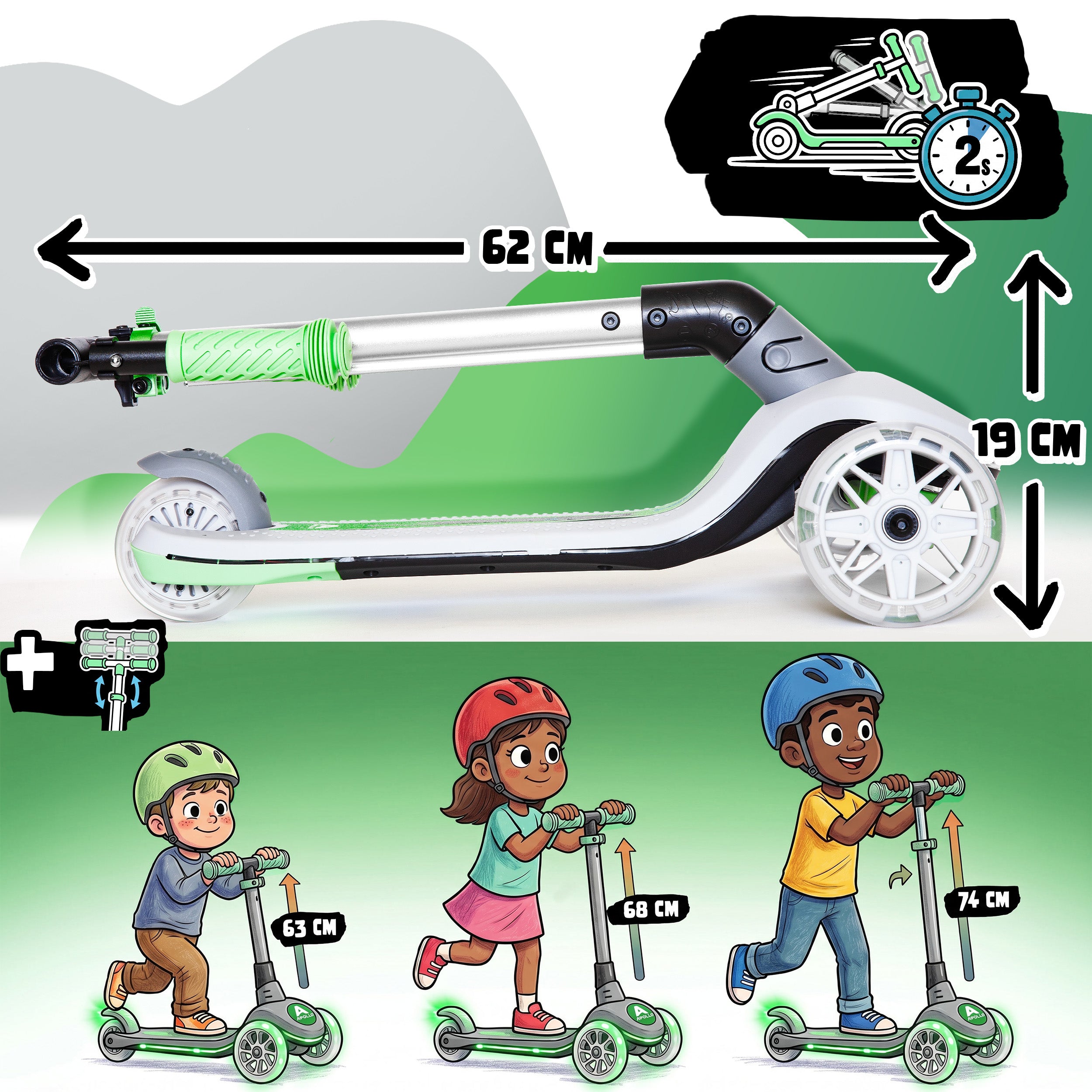 Apollo Funsport Nederland Apollo Whizzie LED kinderstep, opvouwbare kinderstep Kat
