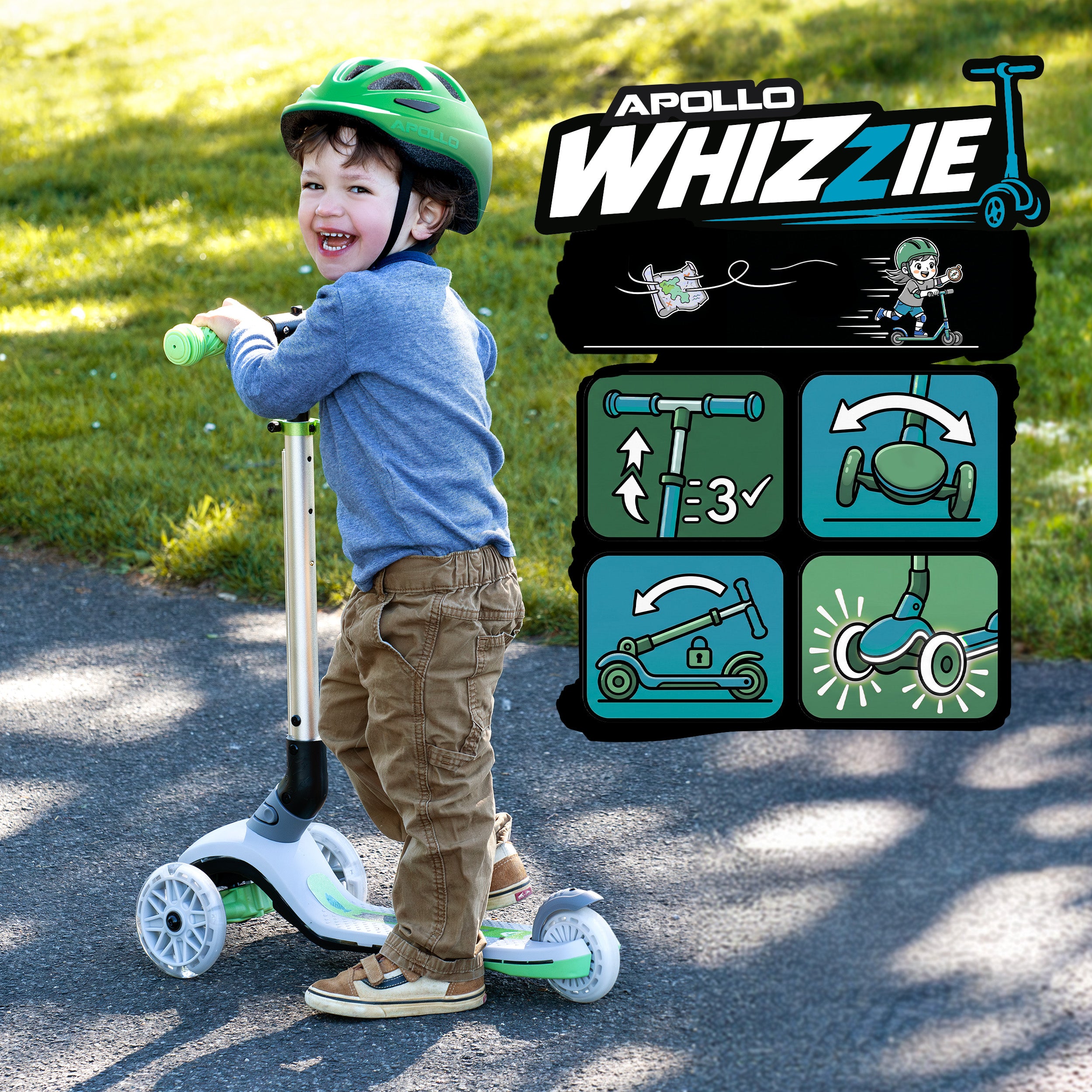 Apollo Funsport Nederland Apollo Whizzie LED kinderstep, opvouwbare kinderstep Kat