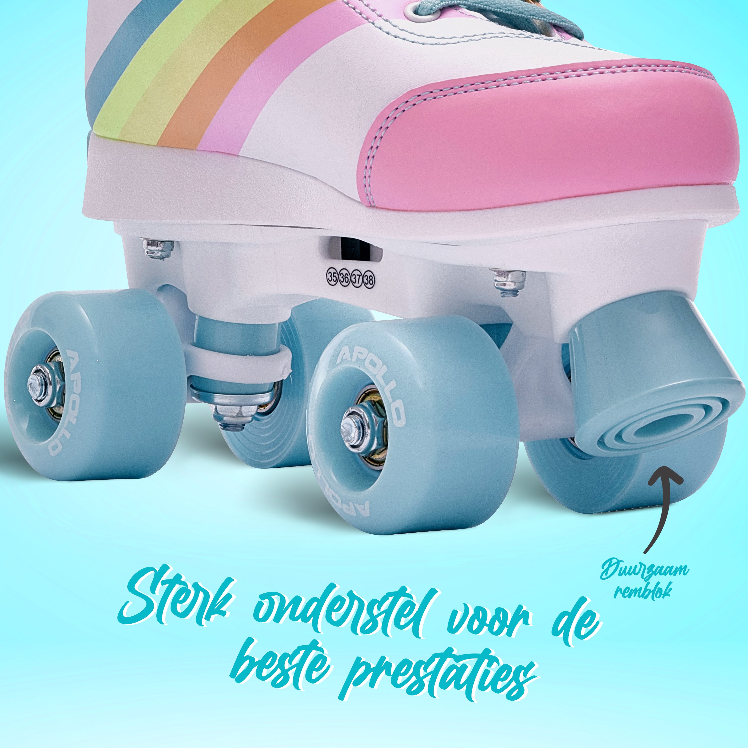 Apollo Disco Roller Soft Boots verstelbare rolschaatsen voor kinderen - Rainbow Star L (39-42)