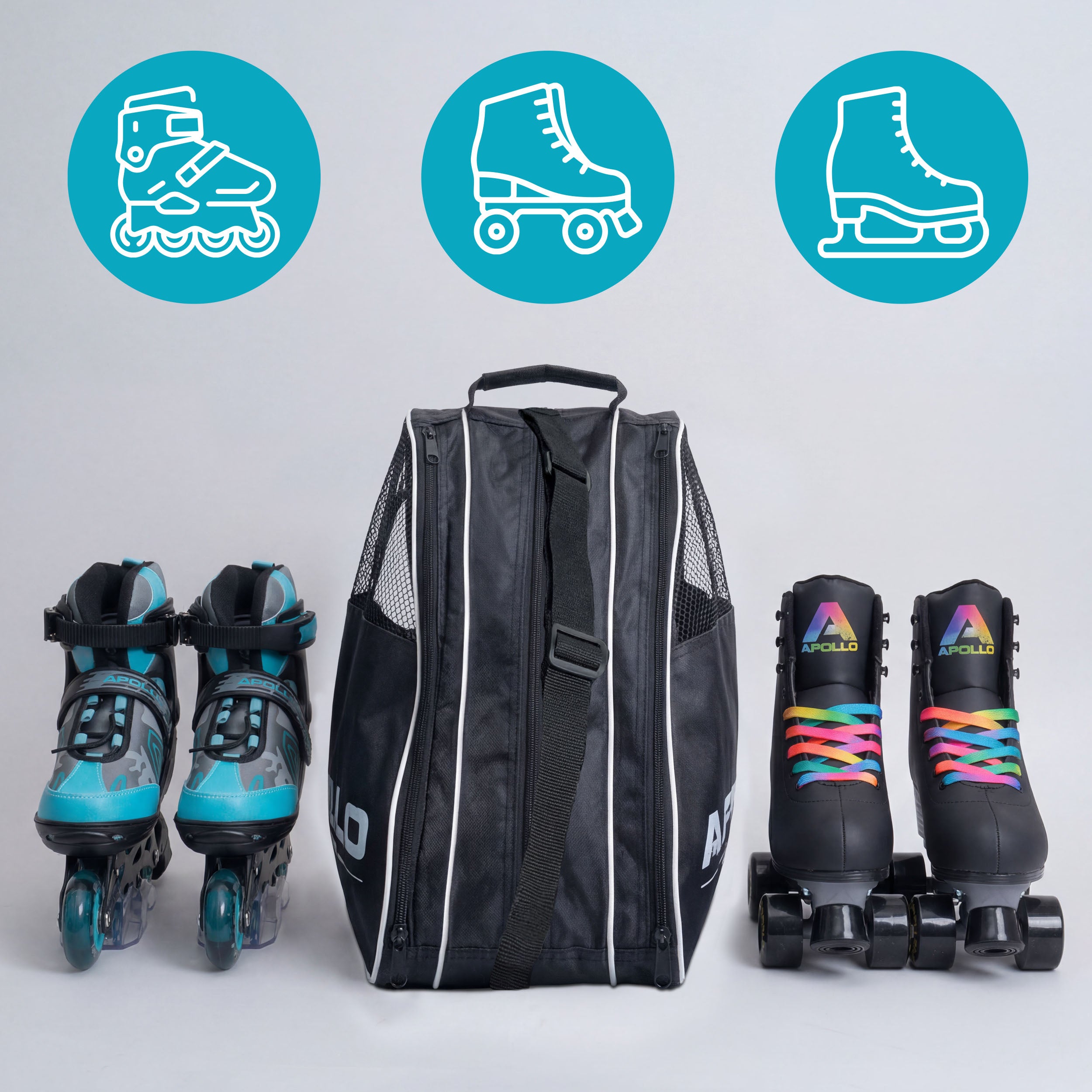 Apollo Funsport Nederland Praktische schaats- en rolschaatstas, stijlvolle transporttas voor skates en inline skates inclusief accessoires