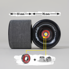 Apollo Funsport Nederland Apollo Zwarte Longboard & Skateboard Wielen Black - 70 x 51