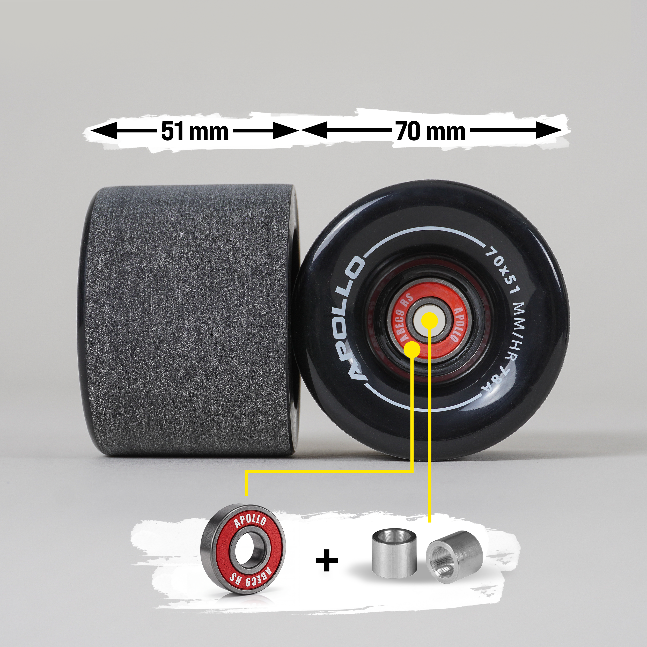 Apollo Funsport Nederland Apollo Zwarte Longboard & Skateboard Wielen Black - 70 x 51