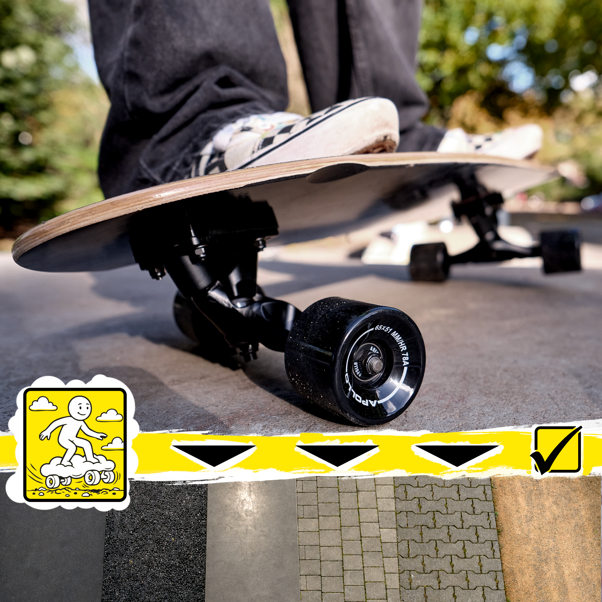 Apollo Funsport Nederland Apollo Zwarte Longboard & Skateboard Wielen Black - 65 x 51
